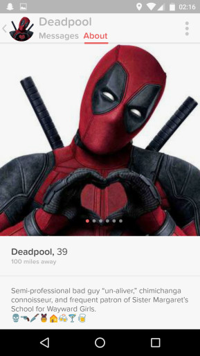 Deadpool's Tinder Profile